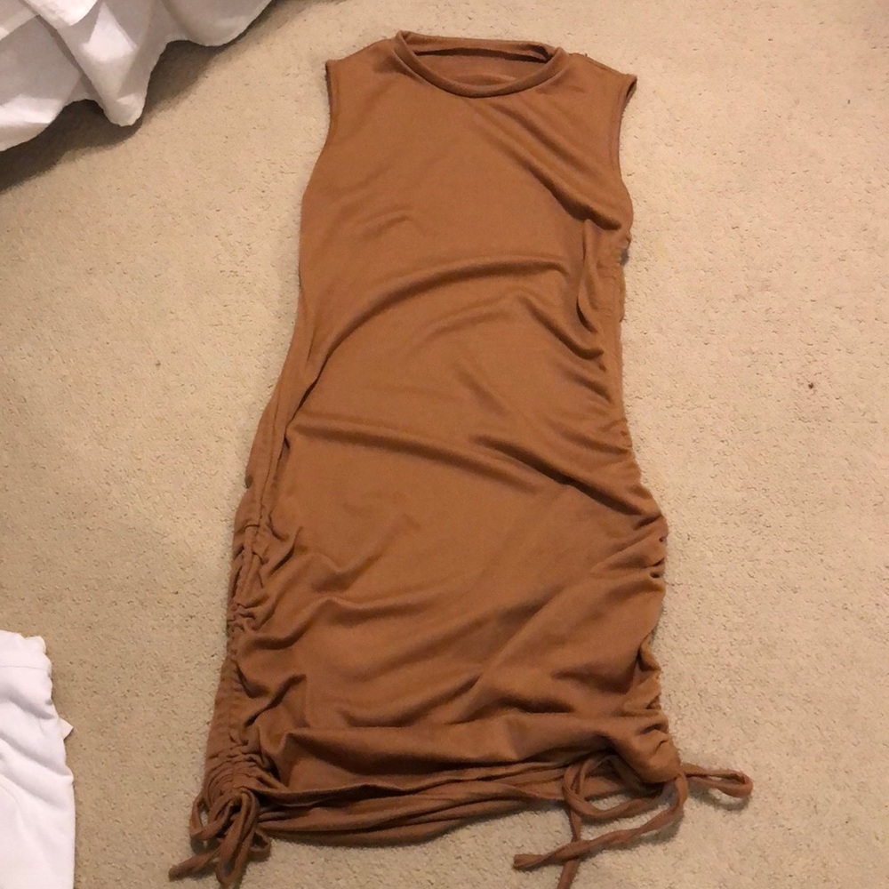brown zip tie dress